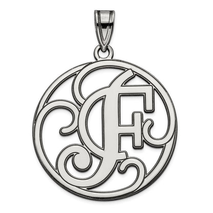 Sterlingsilber Rhodiniert Fantasie Schreibschrift Buchstabe F Initiale Anhänger