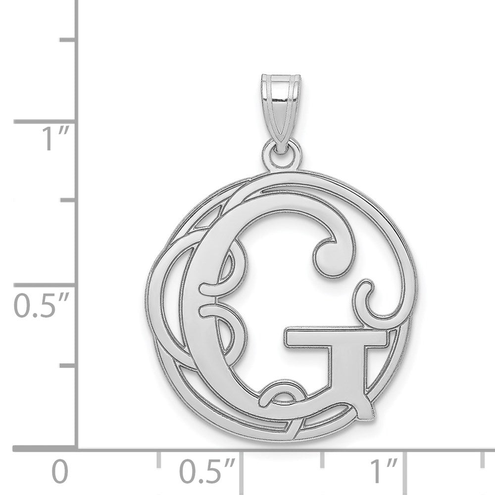 Sterlingsilber Rhodiniert Fantasie Schreibschrift Buchstabe G Initiale Anhänger