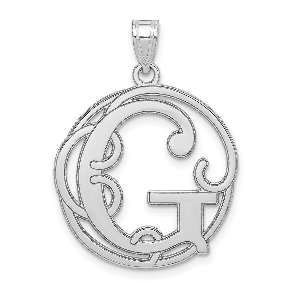 Sterlingsilber Rhodiniert Fantasie Schreibschrift Buchstabe G Initiale Anhänger