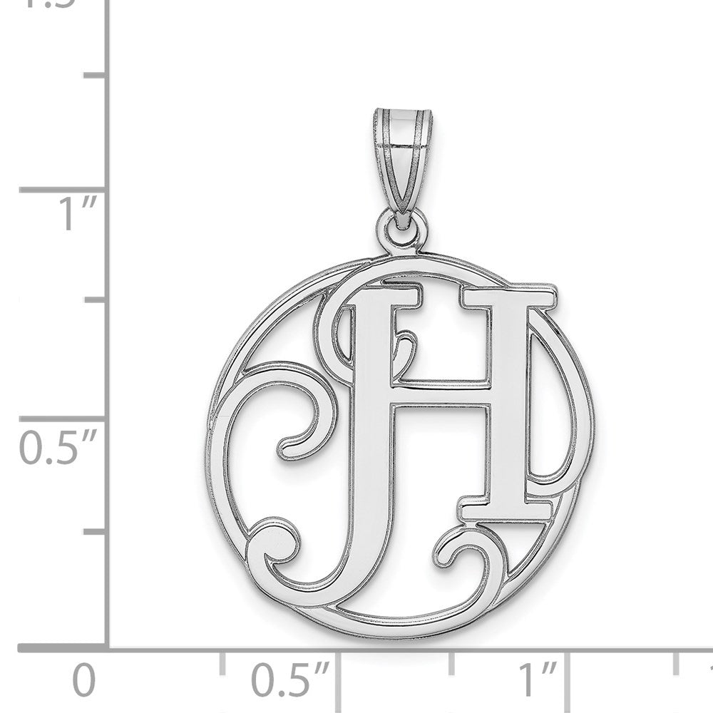 Sterlingsilber Rhodiniert Fantasie Schreibschrift Buchstabe H Initiale Anhänger