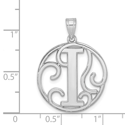 Sterlingsilber Rhodiniert Fantasie Schreibschrift Buchstabe I Initiale Anhänger