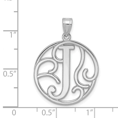 Sterlingsilber Rhodiniert Fantasie Schreibschrift Buchstabe J Initiale Anhänger