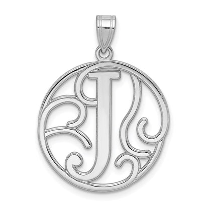 Sterlingsilber Rhodiniert Fantasie Schreibschrift Buchstabe J Initiale Anhänger