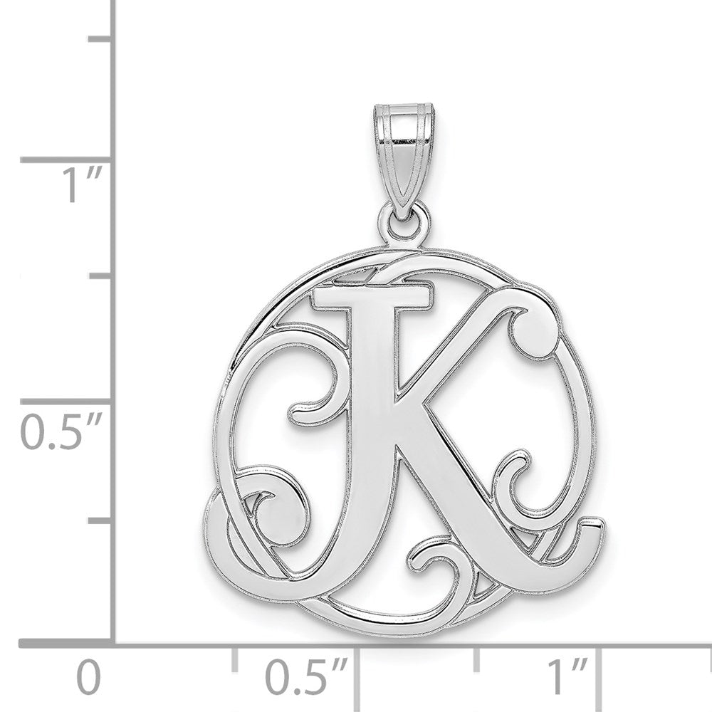 Sterlingsilber Rhodiniert Fantasie Schreibschrift Buchstabe K Initiale Anhänger