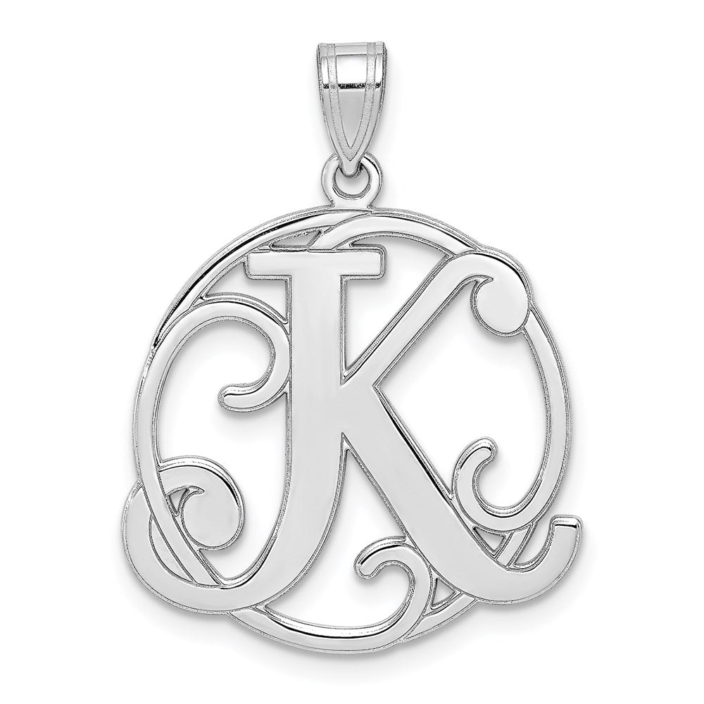 Sterlingsilber Rhodiniert Fantasie Schreibschrift Buchstabe K Initiale Anhänger