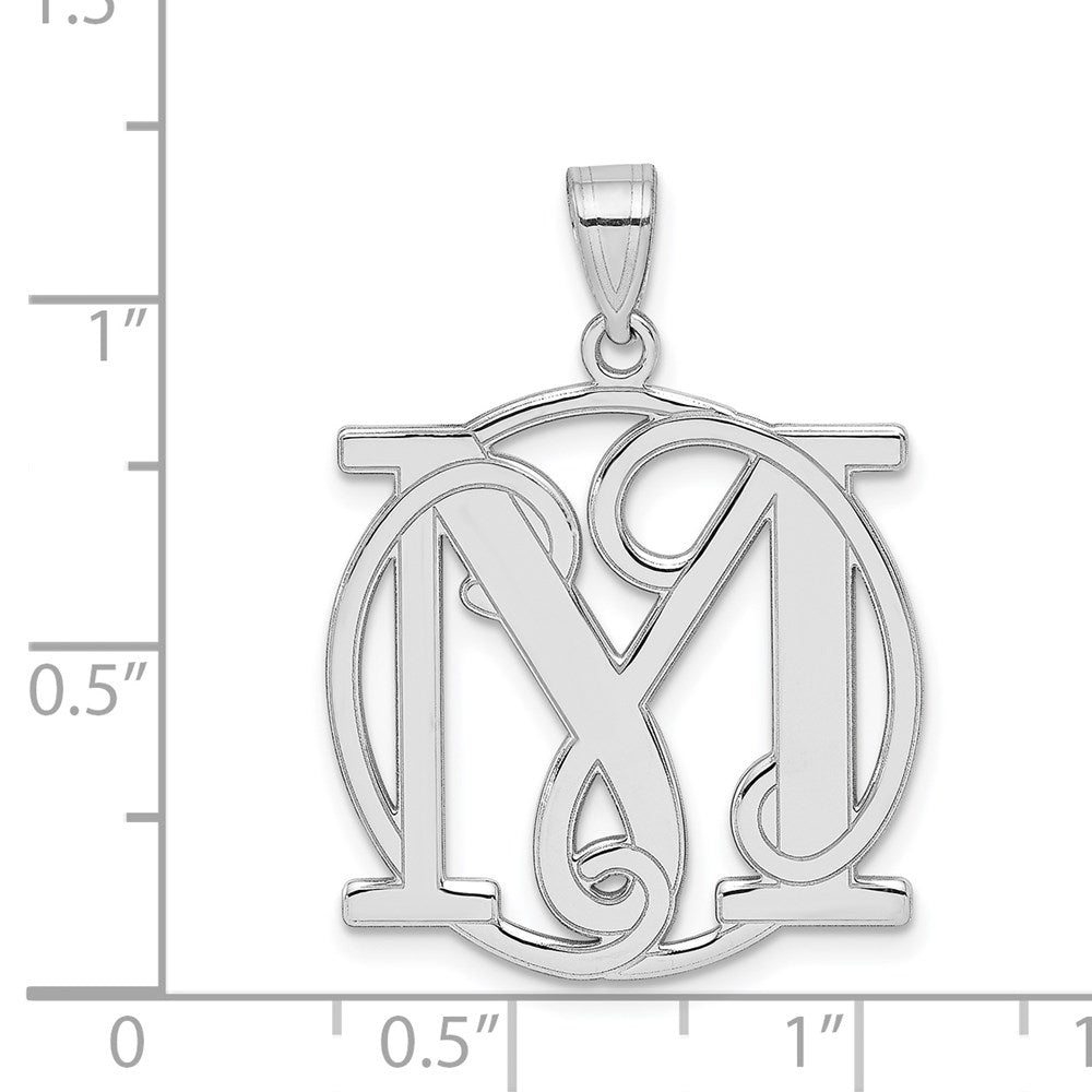 Sterlingsilber Rhodiniert Fantasie Schreibschrift Buchstabe M Initiale Anhänger