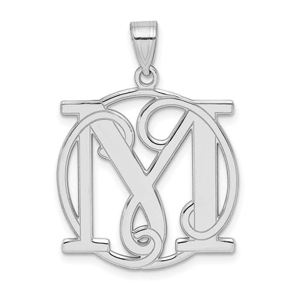 Sterlingsilber Rhodiniert Fantasie Schreibschrift Buchstabe M Initiale Anhänger