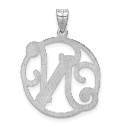 Sterlingsilber Rhodiniert Fantasie Schreibschrift Buchstabe N Initiale Anhänger