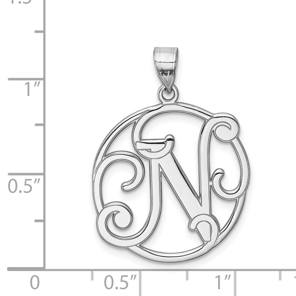 Sterlingsilber Rhodiniert Fantasie Schreibschrift Buchstabe N Initiale Anhänger