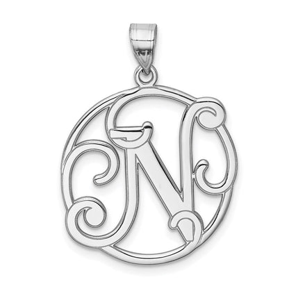 Sterlingsilber Rhodiniert Fantasie Schreibschrift Buchstabe N Initiale Anhänger