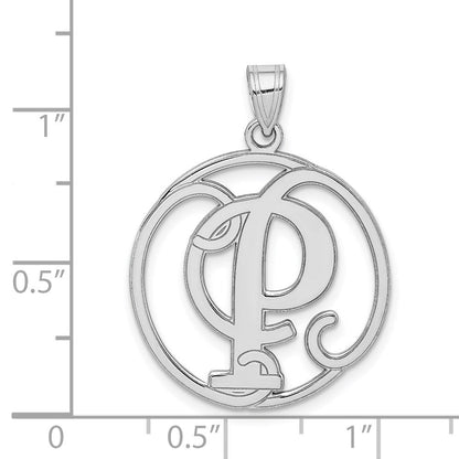 Sterlingsilber Rhodiniert Fantasie Schreibschrift Buchstabe P Initiale Anhänger