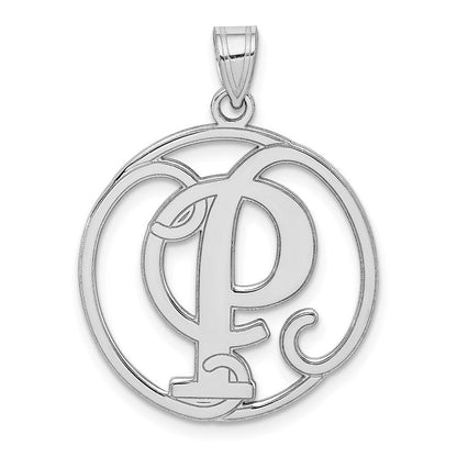 Sterlingsilber Rhodiniert Fantasie Schreibschrift Buchstabe P Initiale Anhänger