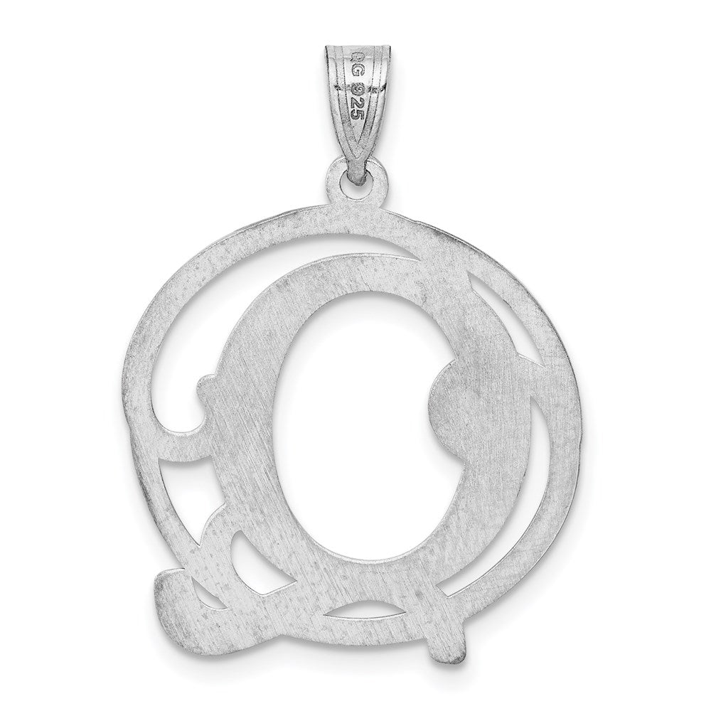 Sterlingsilber Rhodiniert Fantasie Schreibschrift Buchstabe Q Initiale Anhänger