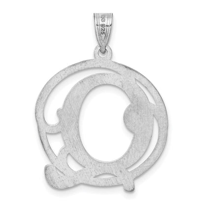 Sterlingsilber Rhodiniert Fantasie Schreibschrift Buchstabe Q Initiale Anhänger