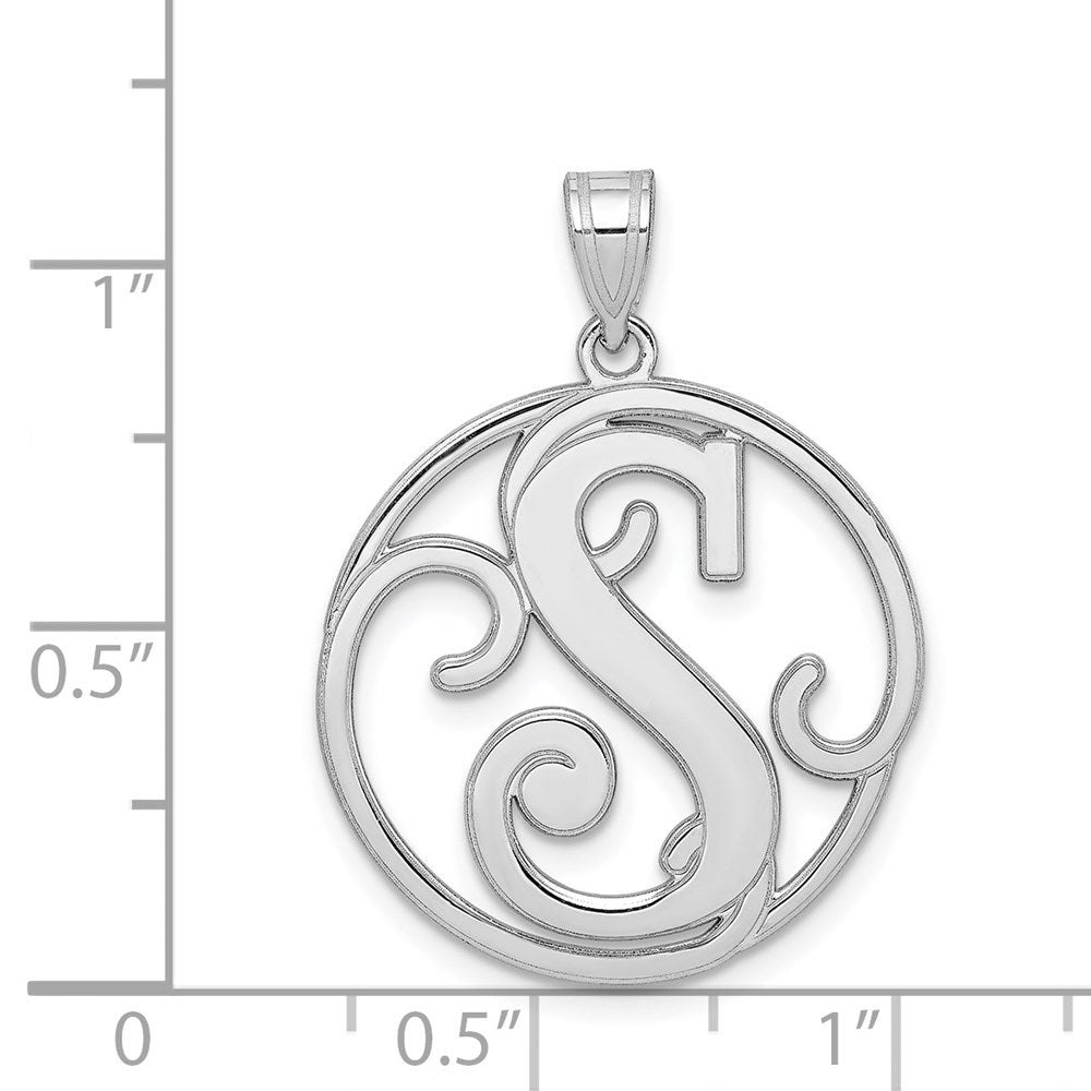 Sterlingsilber Rhodiniert Fantasie Schreibschrift Buchstabe S Initiale Anhänger