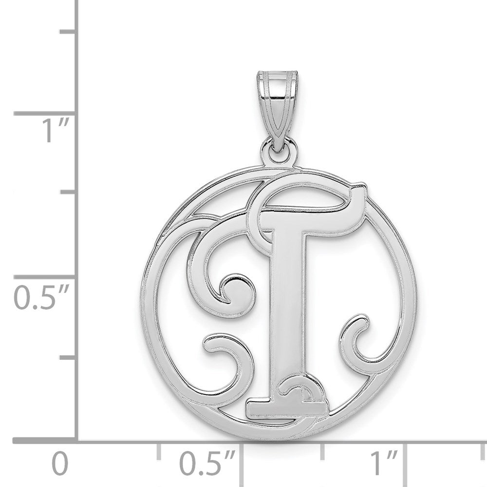 Sterlingsilber Rhodiniert Fantasie Schreibschrift Buchstabe T Initiale Anhänger