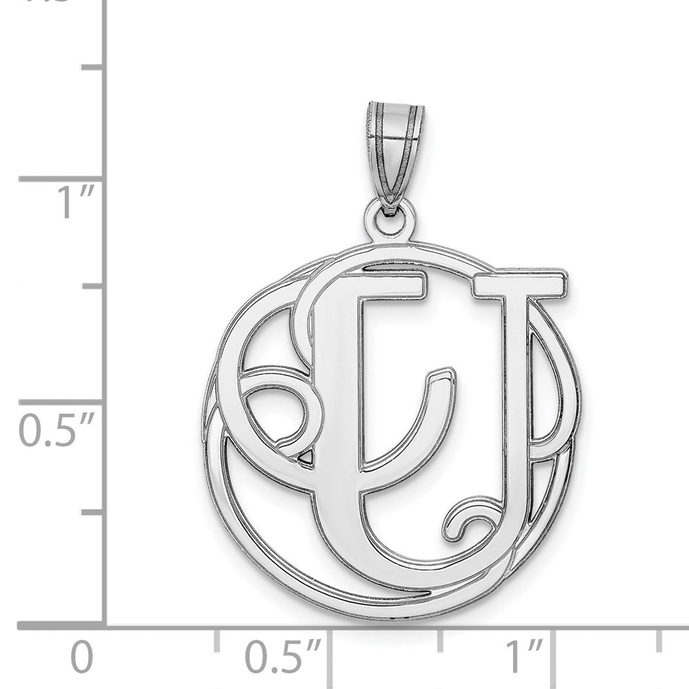 Sterlingsilber Rhodiniert Fantasie Schreibschrift Buchstabe U Initiale Anhänger