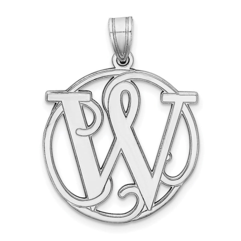 Sterlingsilber Rhodiniert Fantasie Schreibschrift Buchstabe W Initiale Anhänger