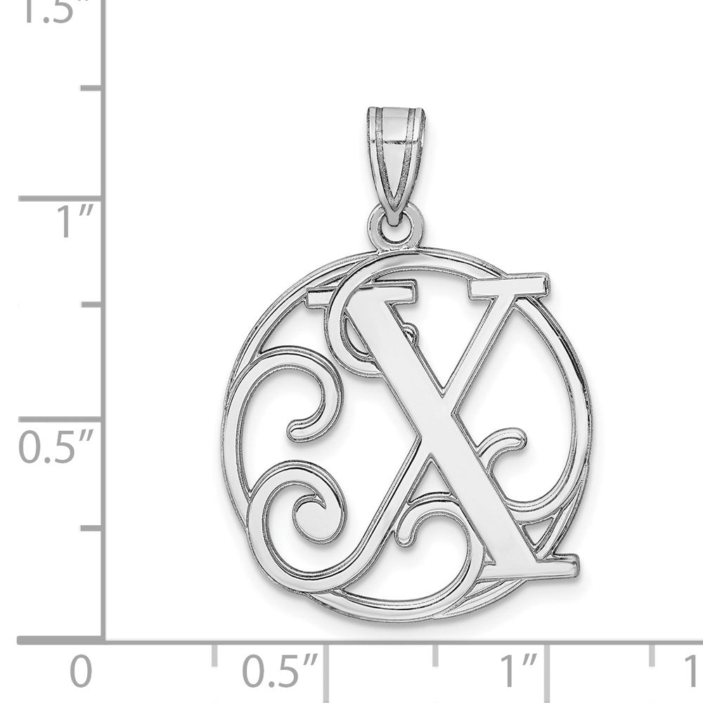Sterlingsilber Rhodiniert Fantasie Schreibschrift Buchstabe X Initiale Anhänger