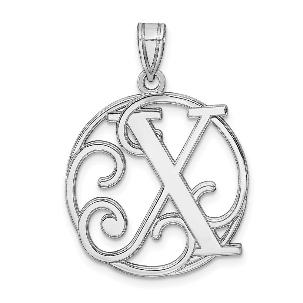 Sterlingsilber Rhodiniert Fantasie Schreibschrift Buchstabe X Initiale Anhänger
