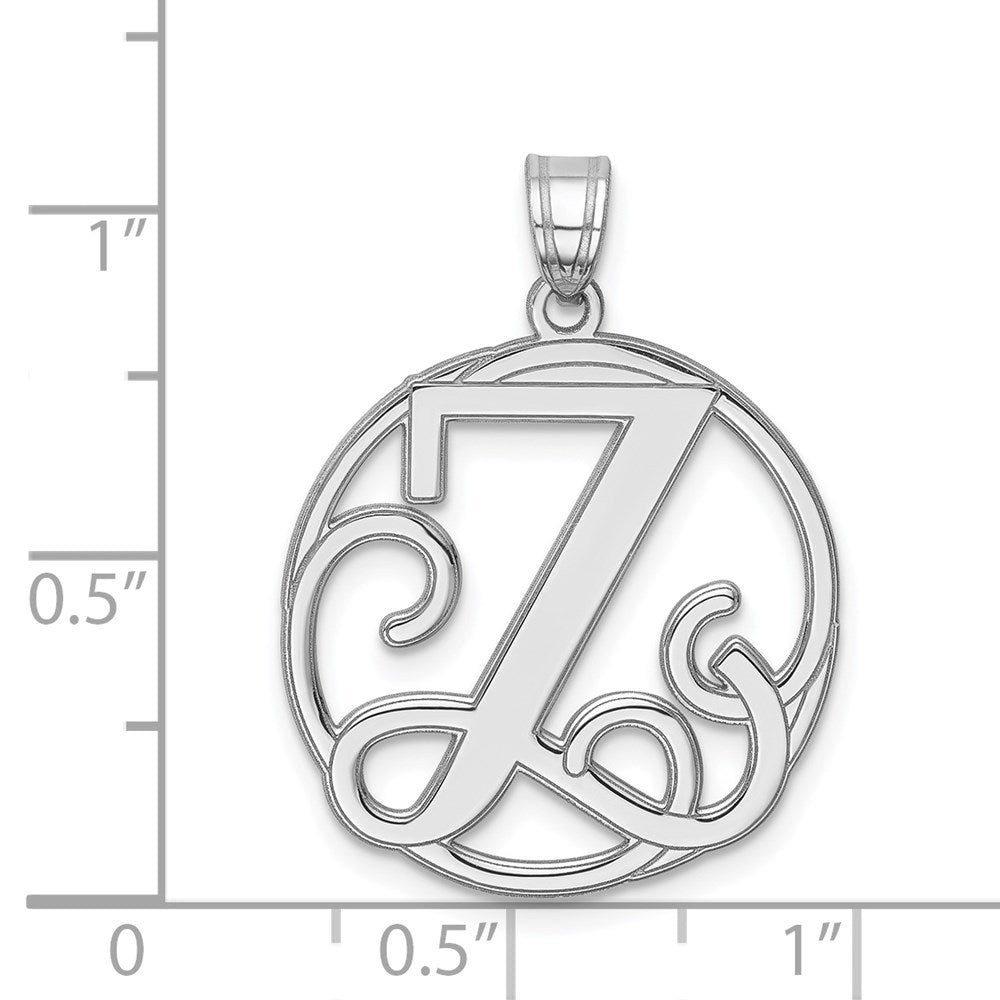 Sterlingsilber Rhodiniert Fantasie Schreibschrift Buchstabe Z Initiale Anhänger