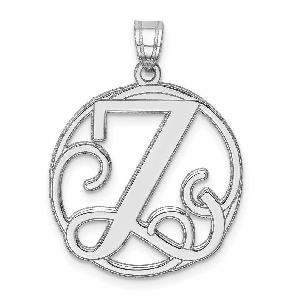 Sterlingsilber Rhodiniert Fantasie Schreibschrift Buchstabe Z Initiale Anhänger