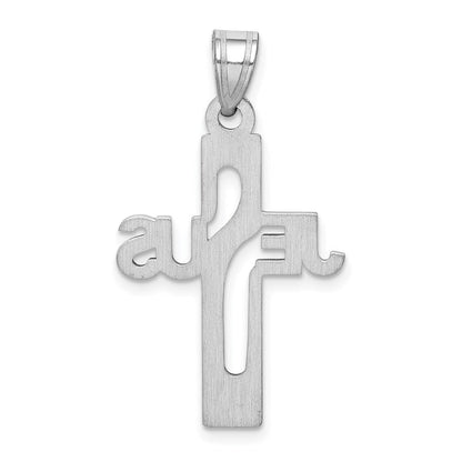 Sterlingsilber Rhodiniert Jesus Kreuz Klein Anhänger