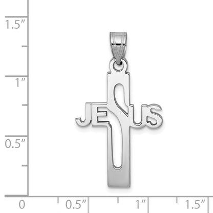 Sterlingsilber Rhodiniert Jesus Kreuz Klein Anhänger
