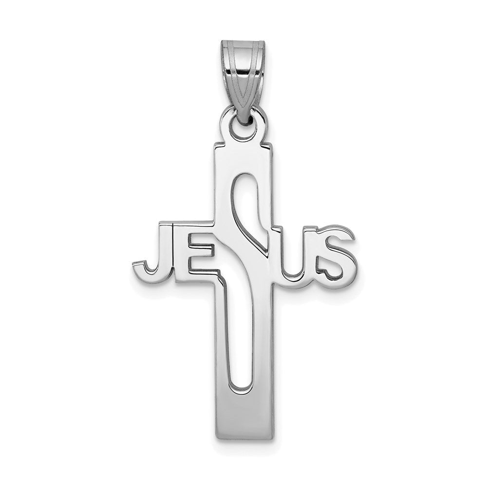 Sterlingsilber Rhodiniert Jesus Kreuz Klein Anhänger