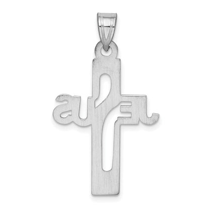 Sterlingsilber Rhodiniert Jesus Kreuz Mittel Anhänger