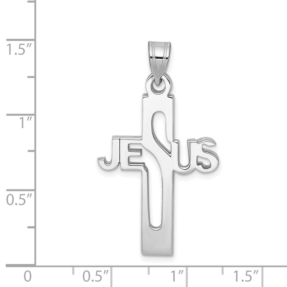 Sterlingsilber Rhodiniert Jesus Kreuz Mittel Anhänger