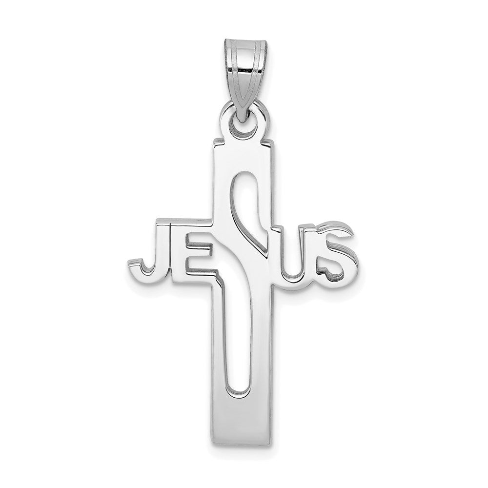 Sterlingsilber Rhodiniert Jesus Kreuz Mittel Anhänger