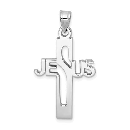 Sterlingsilber Rhodiniert Jesus Kreuz Mittel Anhänger