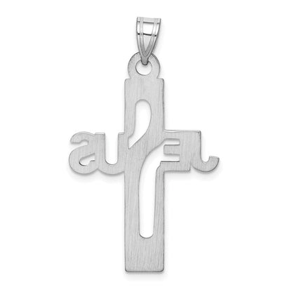 Sterlingsilber Rhodiniert Jesus Kreuz Groß Anhänger
