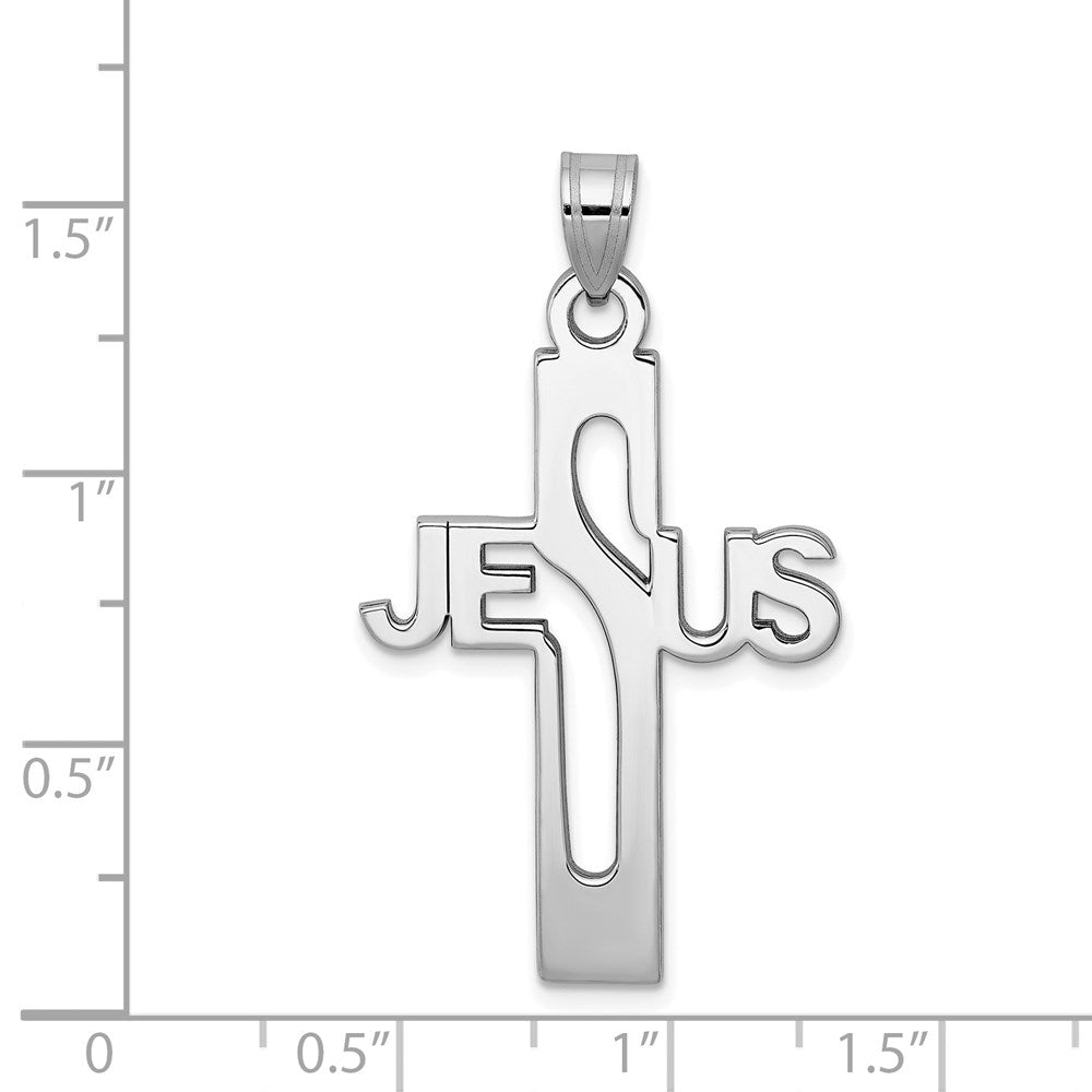 Sterlingsilber Rhodiniert Jesus Kreuz Groß Anhänger