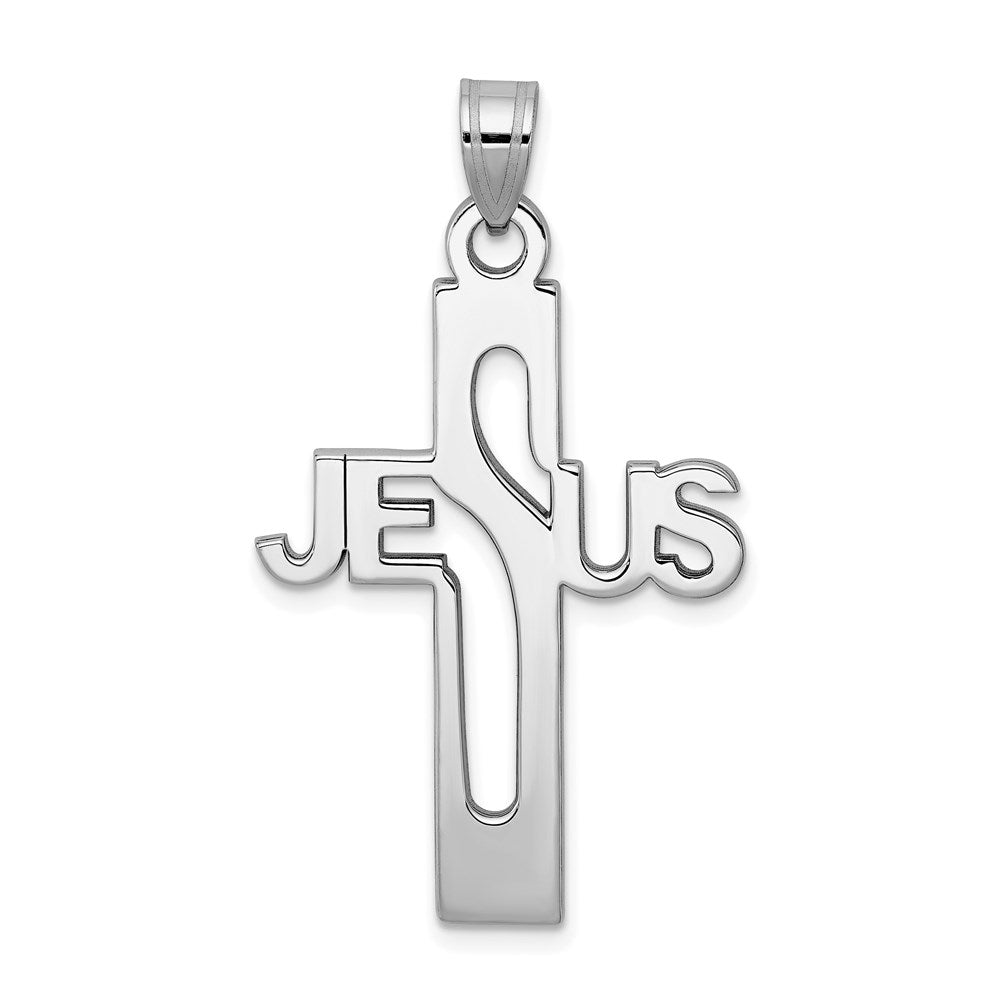 Sterlingsilber Rhodiniert Jesus Kreuz Groß Anhänger