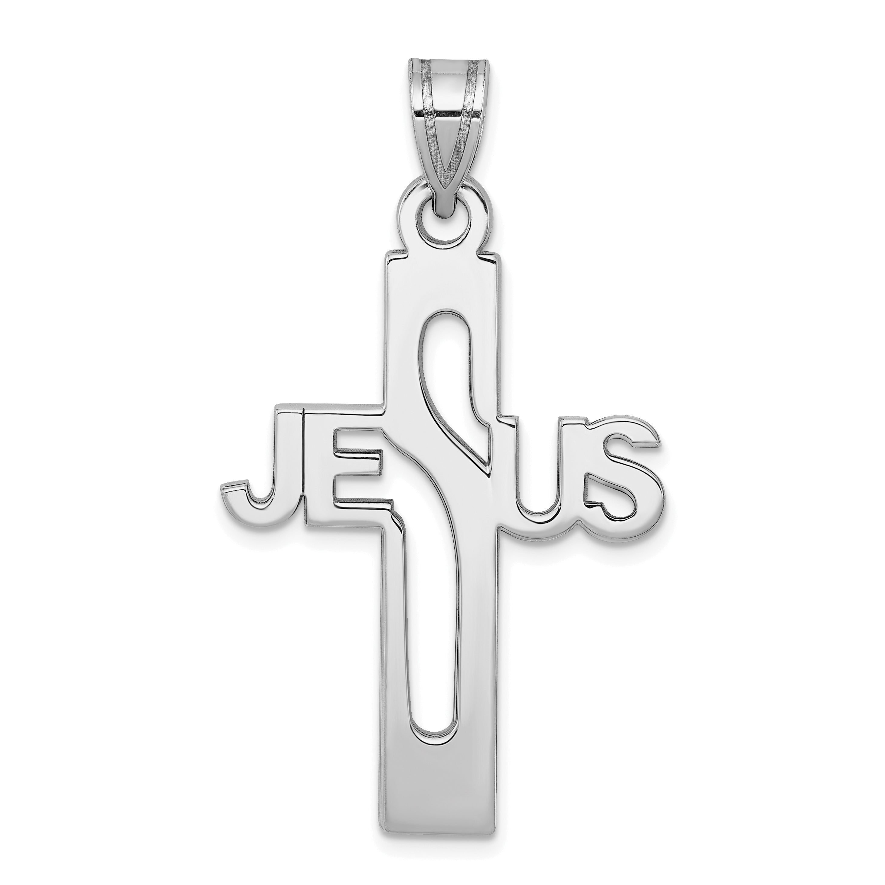 Sterlingsilber Rhodiniert Jesus Kreuz Extra Groß Anhänger