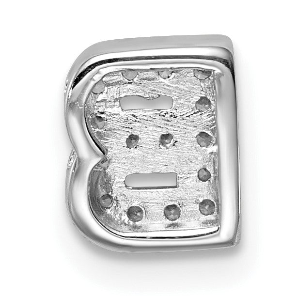 Sterlingsilber Silverrhodium-beschichtet Zirkonia Buchstabe B Initiale Anhänger Charm