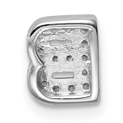 Sterlingsilber Silverrhodium-beschichtet Zirkonia Buchstabe B Initiale Anhänger Charm