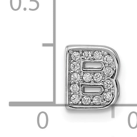 Sterlingsilber Silverrhodium-beschichtet Zirkonia Buchstabe B Initiale Anhänger Charm