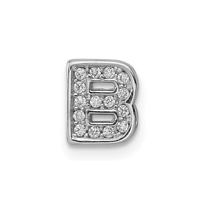 Sterlingsilber Silverrhodium-beschichtet Zirkonia Buchstabe B Initiale Anhänger Charm