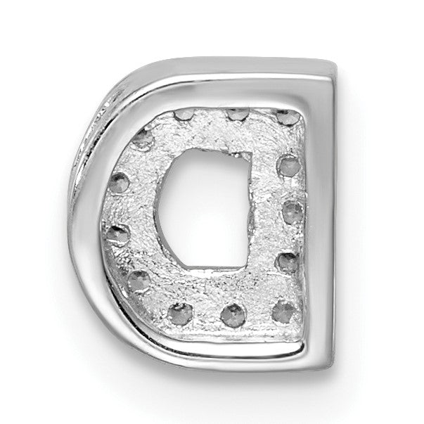 Sterlingsilber Rhodiniert Zirkonia Buchstabe D Initiale Anhänger Charm