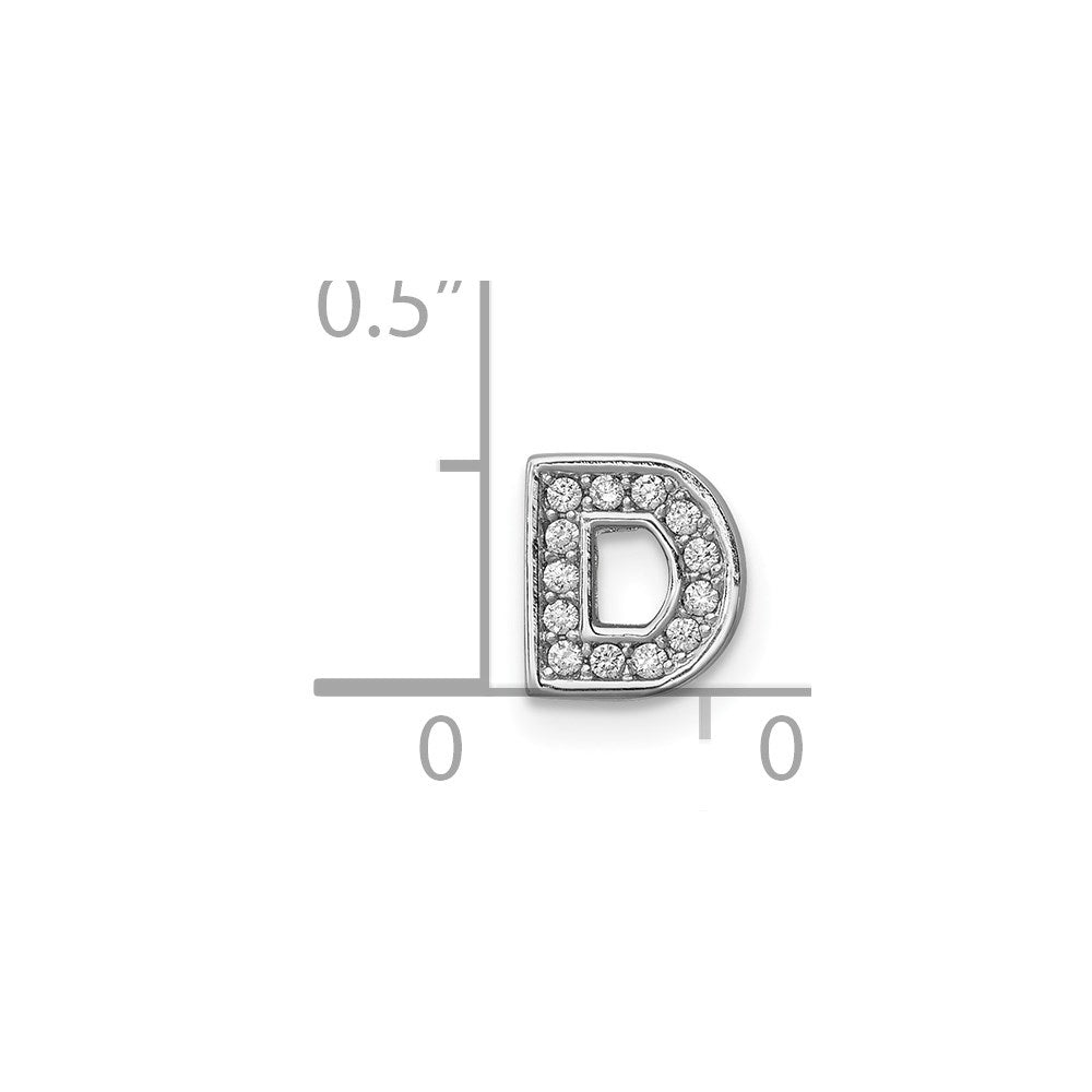 Sterlingsilber Rhodiniert Zirkonia Buchstabe D Initiale Anhänger Charm