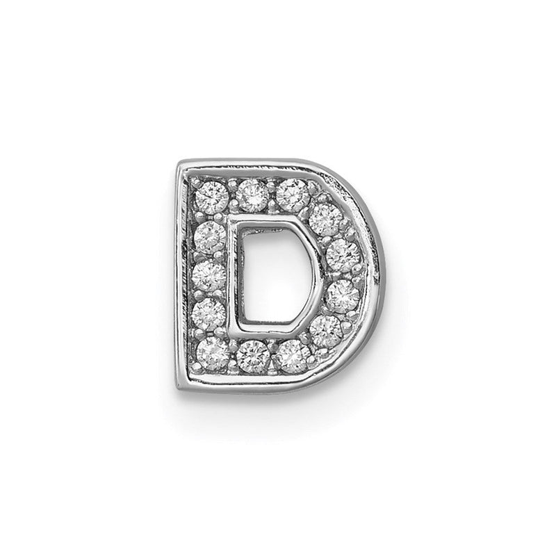 Sterlingsilber Rhodiniert Zirkonia Buchstabe D Initiale Anhänger Charm