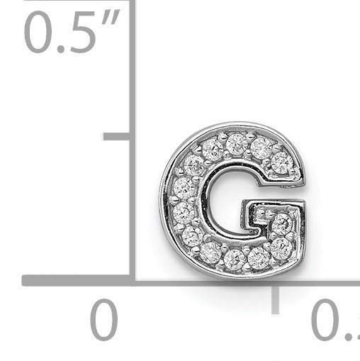 Sterlingsilber Rhodiniert Zirkonia Buchstabe G Initiale Anhänger Charm