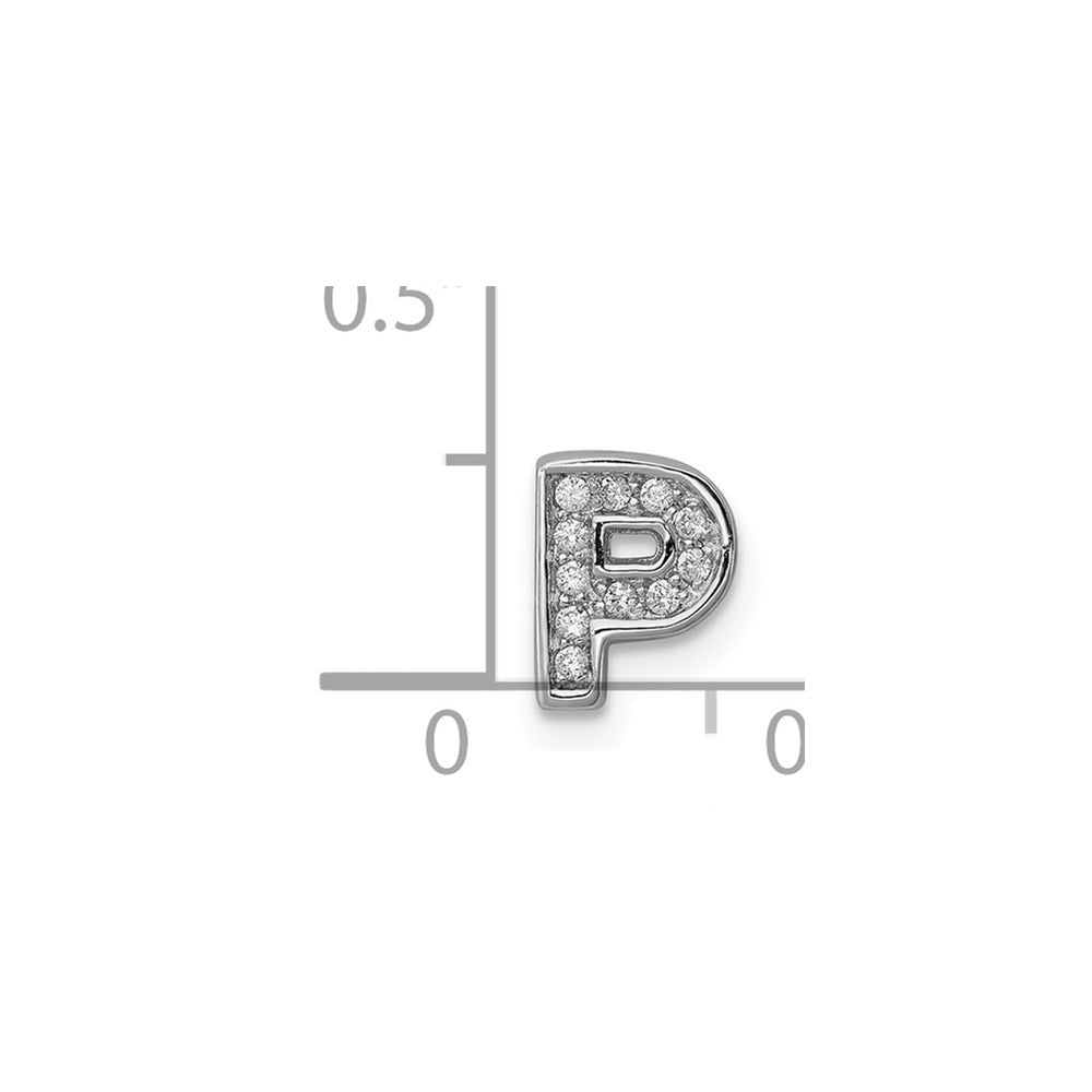 Sterlingsilber Rhodiniert Zirkonia Buchstabe P Initiale Anhänger Charm