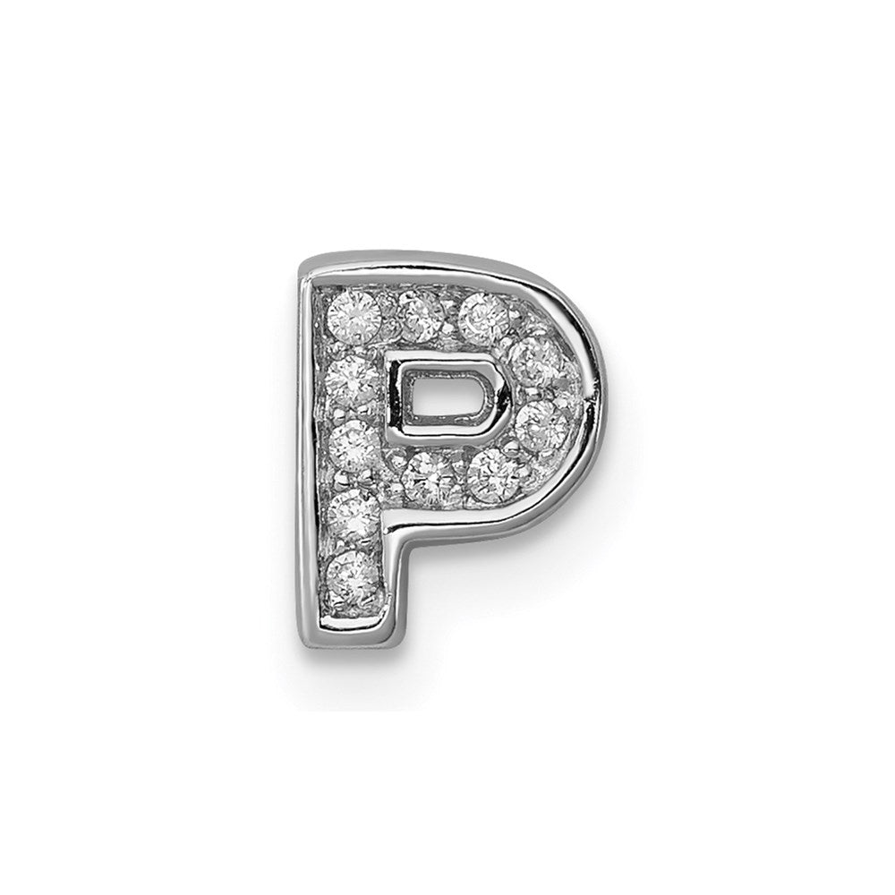 Sterlingsilber Rhodiniert Zirkonia Buchstabe P Initiale Anhänger Charm