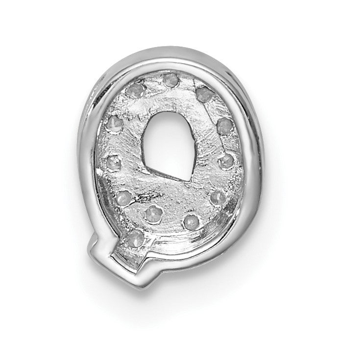 Sterlingsilber Rhodiniert Zirkonia Buchstabe Q Initiale Anhänger Charm