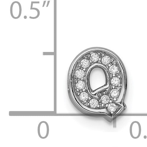 Sterlingsilber Rhodiniert Zirkonia Buchstabe Q Initiale Anhänger Charm