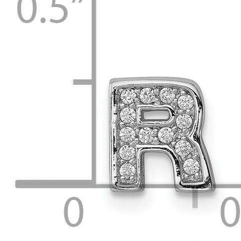 Sterlingsilber Rhodiniert Zirkonia Buchstabe R Initiale Anhänger Charm